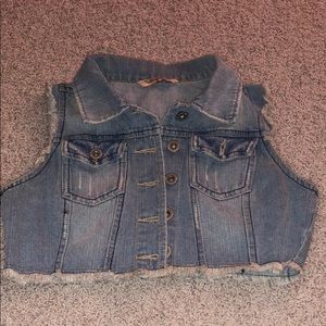 Cropped jean vest